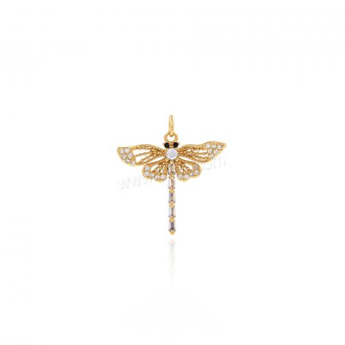 Cubic Zirconia Micro Pave Brass Pendant, Dragonfly, 18K gold plated, fashion jewelry & DIY & micro pave cubic zirconia [