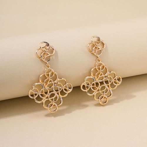 Zinc Alloy Drop Earring, Geometrical Pattern, plated, fashion jewelry & for woman & hollow 