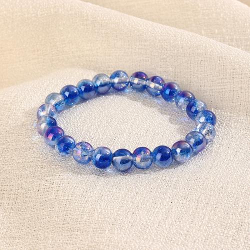 Glass Jewelry Beads Bracelets, Round, fashion jewelry & for woman 10mm Approx 18 cm 