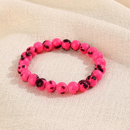 Glass Jewelry Beads Bracelets, Round, brushwork, fashion jewelry & for woman Approx 18 cm 