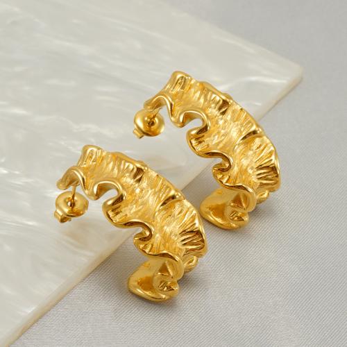 Stainless Steel Stud Earring, 304 Stainless Steel, gold color plated, for woman, 30mm [