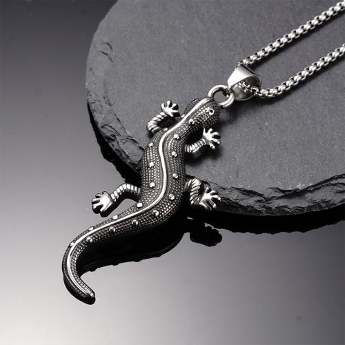 Collier de bijoux de titane, Acier titane, gecko, Placage, bijoux de mode, argent cm, Vendu par PC[