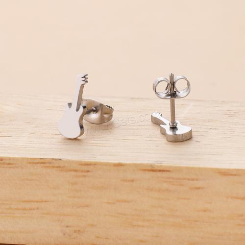 Stainless Steel Stud Earring, 304 Stainless Steel, Guitar, plated, for woman [