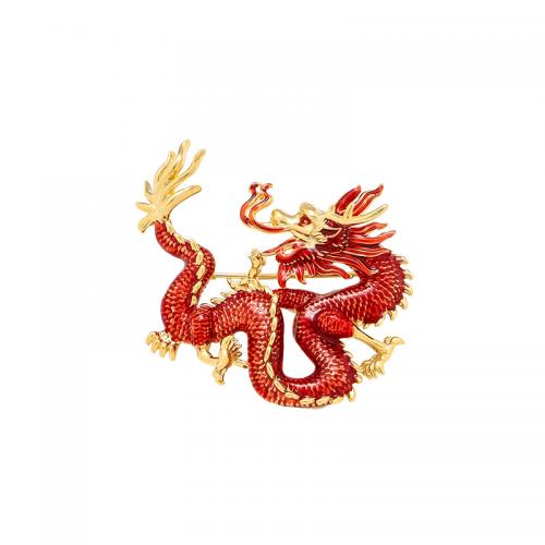 alliage de zinc broche, dragon, Placage de couleur d'or, unisexe & émail Vendu par PC[