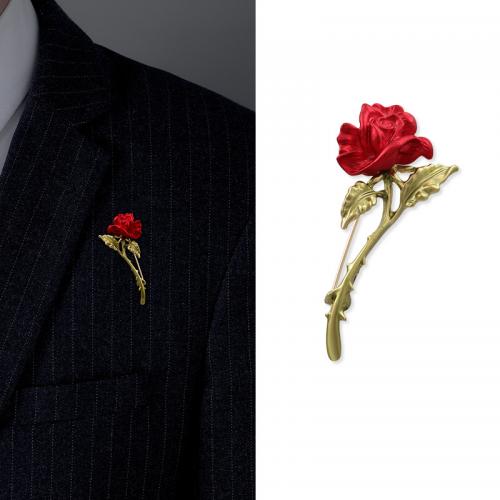 Acier titane broche, Rose, Placage de couleur d'or, bijoux de mode & pour homme Vendu par PC[