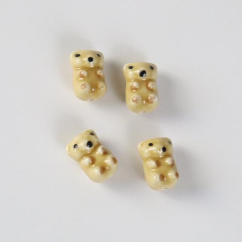 Abalorios de porcelana de animal, Oso, barniz de secado al horno, Joyería & Bricolaje, caqui, 12x17mm, aproximado 100PCs/Bolsa, Vendido por Bolsa[