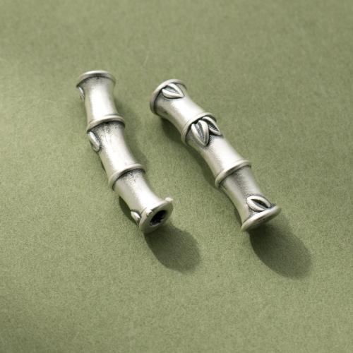 Argent sterling 925 perles tube incurvé, bambou, Finition antique, DIY Environ 2.5mm, Vendu par PC