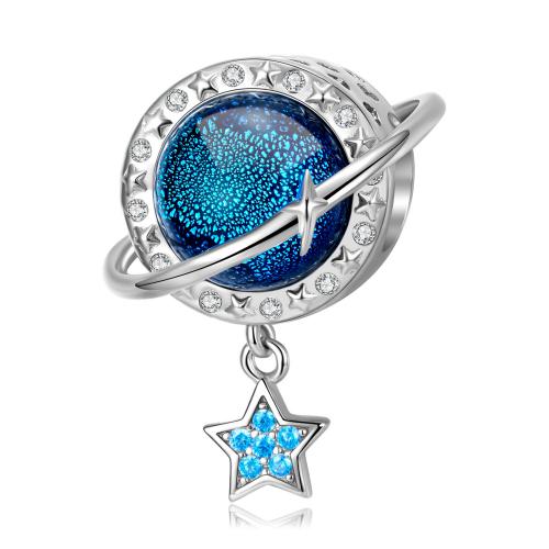 Cubic Zirconia Micro Pave Sterling Silver Bead, 925 Sterling Silver, with Lampwork, DIY & micro pave cubic zirconia 