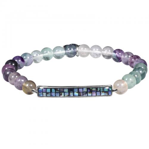 Pulsera de Piedras Preciosas, con Nácar de Abulón & aleación de zinc, diferentes materiales para la opción & para mujer, longitud:aproximado 18 cm, Vendido por Sarta