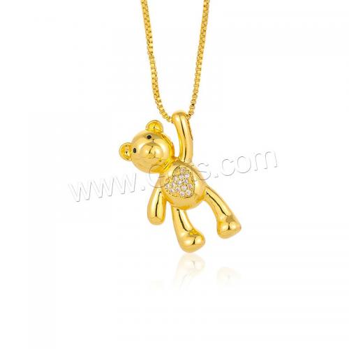 Cubic Zircon Micro Pave Brass Necklace, with 5cm extender chain, Bear, gold color plated, fashion jewelry & micro pave cubic zirconia & for woman Approx 43 cm [