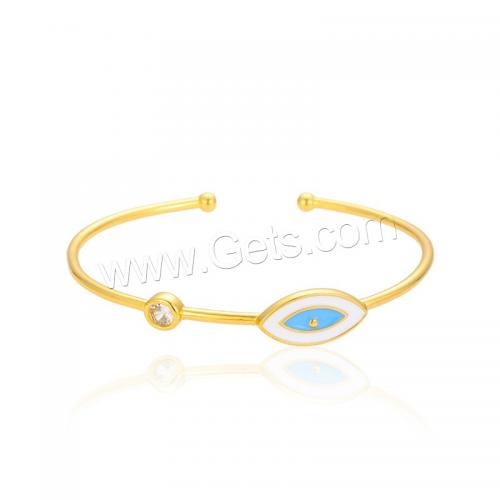 Messing Manschette Armband, mit kubischer Zirkonia, blöser Blick, goldfarben plattiert, Modeschmuck & für Frau & Emaille, keine, cuff bangle diameter about 6.3cm, verkauft von PC