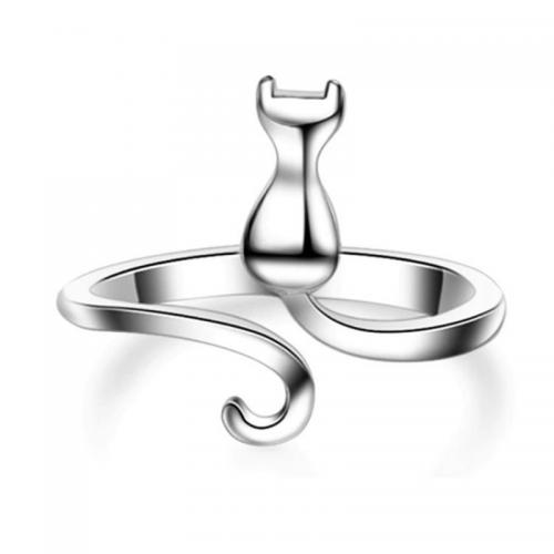 Bague en laiton, chat, bijoux de mode & pour femme, Diameter :17mm, width :17.5mm., Vendu par PC