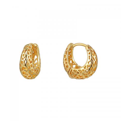 Brass Huggie Hoop Earring, plated, for woman, golden [