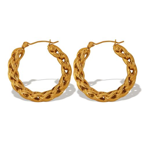 Stainless Steel Hoop Earring, 304 Stainless Steel, Vacuum Ion Plating, fashion jewelry & for woman, golden [