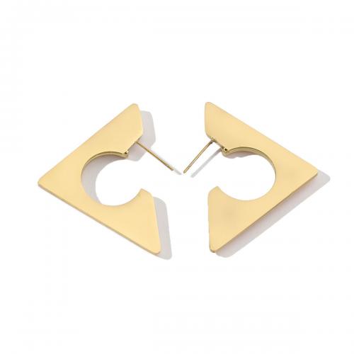 Stainless Steel Stud Earring, 304 Stainless Steel, Triangle, 18K gold plated, fashion jewelry & for woman, golden [