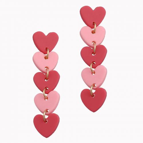 Resin Drop Earring, Heart, handmade, fashion jewelry & for woman 