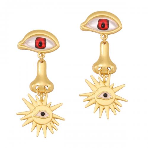 Resin Zinc Alloy Earring, with Resin, gold color plated, fashion jewelry & for woman 