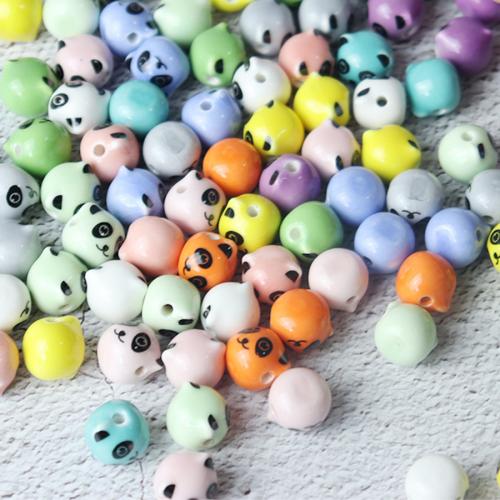 Abalorios de porcelana de animal, Oso Panda, barniz de secado al horno, Joyería & Bricolaje, más colores para la opción, 11x12mm, aproximado 100PCs/Bolsa, Vendido por Bolsa[