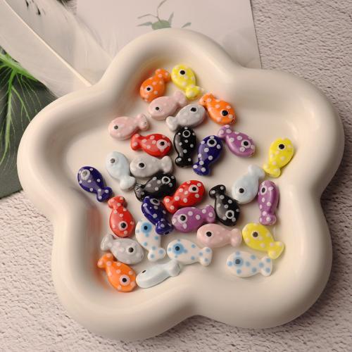 Animal Porcelain Beads, Fish, stoving varnish, fashion jewelry & DIY Approx 