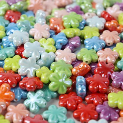 Abalorio de flor de porcelana, barniz de secado al horno, Joyería & Bricolaje, más colores para la opción, 19x19mm, aproximado 100PCs/Bolsa, Vendido por Bolsa