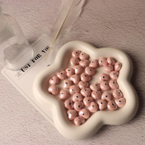 Revestimiento Porcelana bolas, Corazón, barniz de secado al horno, Joyería & Bricolaje, más colores para la opción, 14x13x7mm, aproximado 100PCs/Bolsa, Vendido por Bolsa