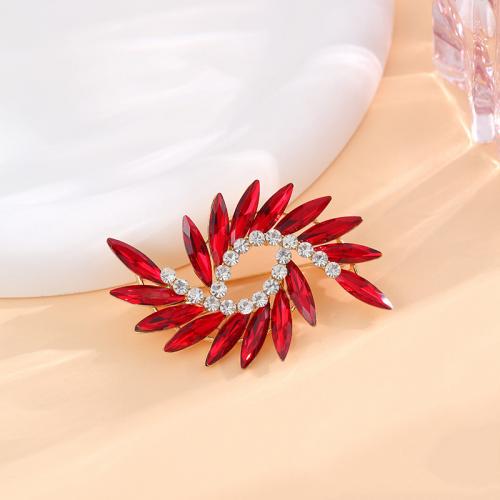 Rhinestone Zinc Alloy Brooch, Flower, plated, for woman & with rhinestone 