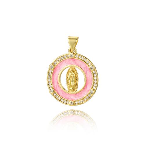 Cubic Zirconia Micro Pave Brass Pendant, 18K gold plated, DIY & micro pave cubic zirconia [