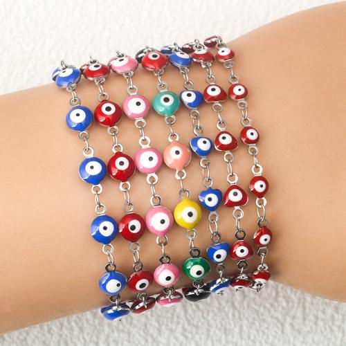 Evil Eye Jewelry Bracelet, Titanium Steel, with 5CM extender chain, silver color plated, evil eye pattern & for woman & enamel cm 