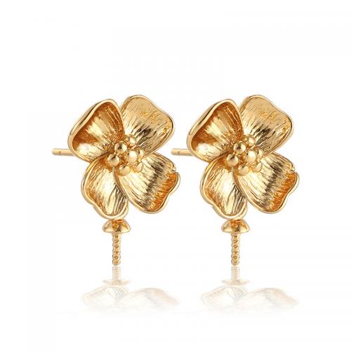 Brass Earring Drop Component, Flower, plated, DIY 11.5mm 