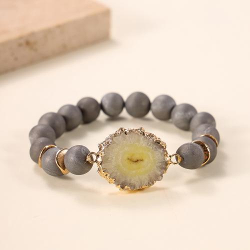 Pulsera de Piedras Preciosas, Piedra natural, con acero inoxidable 304, Joyería & para mujer, gris, Vendido por UD