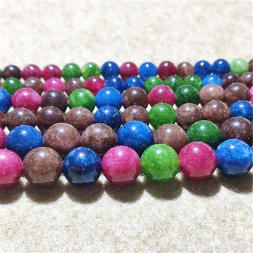 Single Gemstone Beads, Jade Quartzite, Round, fashion jewelry & DIY mixed colors Approx 38-40 cm 