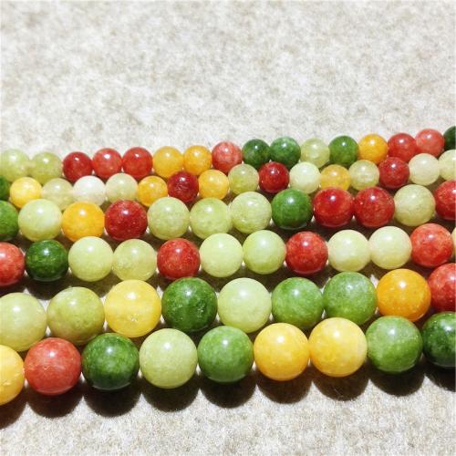 Single Gemstone Beads, Jade Quartzite, Round, fashion jewelry & DIY mixed colors Approx 38-40 cm 