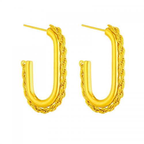 Boucles d'oreilles en acier titane, bijoux de mode & pour femme, doré Vendu par paire