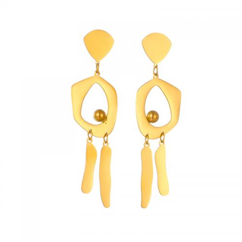 Boucles d'oreilles en acier titane, bijoux de mode & pour femme, doré, 65mm, Vendu par paire