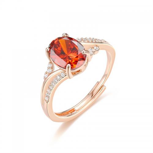 Cubic Zircon Brass Finger Ring, fashion jewelry & micro pave cubic zirconia & for woman, rose gold color, diameter 17mm 