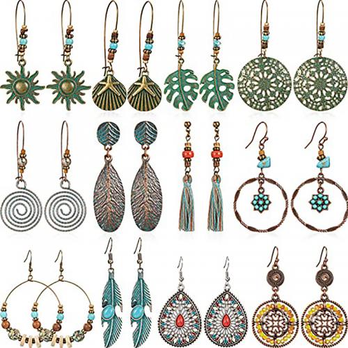 Turquoise Zinc Alloy Earring, with turquoise, plated, fashion jewelry & for woman 