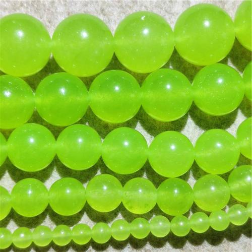 Single Gemstone Beads, Chalcedony, Round, DIY green Approx 38-40 cm 