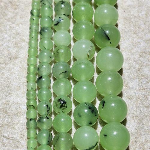 Single Gemstone Beads, Chalcedony, Round, DIY green Approx 38-40 cm 