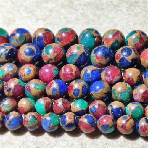 Single Gemstone Beads, Cloisonne Stone, Round, DIY mixed colors Approx 38-40 cm 