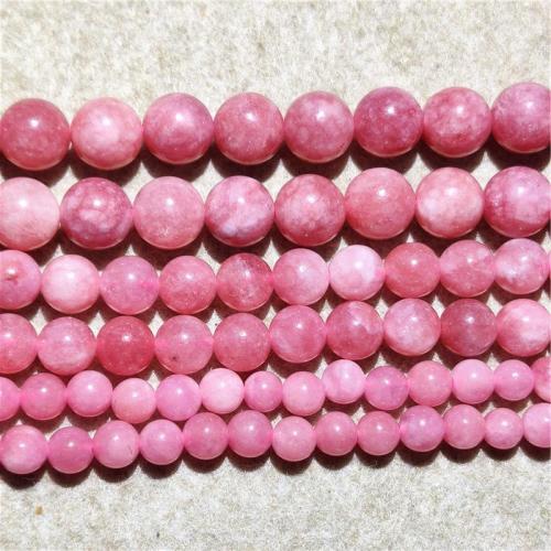 Single Gemstone Beads, Chalcedony, Round, DIY pink Approx 38-40 cm 