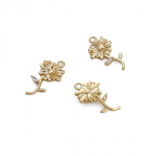 Brass Flower Pendants, 14K gold-filled, DIY 