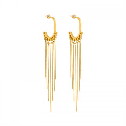 Boucles d'oreilles en acier titane, bijoux de mode & pour femme, doré, 100mm, Vendu par paire