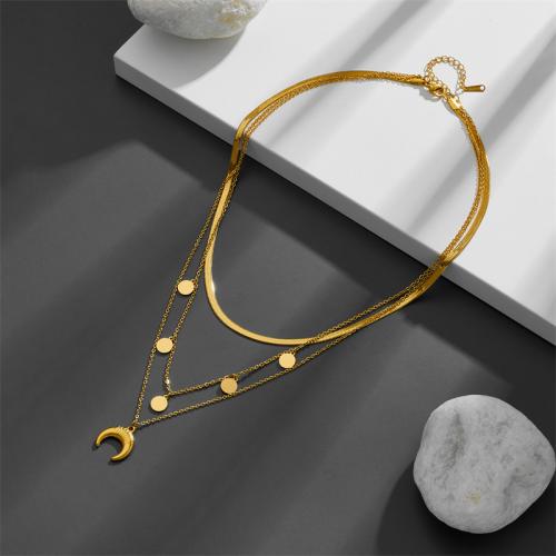 Collier de bijoux de titane, Acier titane, Placage ionique sous vide, trois couches & bijoux de mode & pour femme, doré Environ 45 cm, Environ 50 cm, Vendu par PC