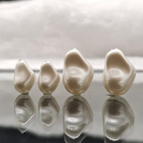 Glass Pearl Beads, Baroque, DIY & half-drilled, white 