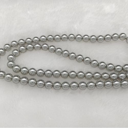 Abalorio de vidrio de barniz de hornada, Perlas de vidrio, Esférico, barniz de secado al horno, Bricolaje & diverso tamaño para la opción, plata-gris, Vendido por Sarta