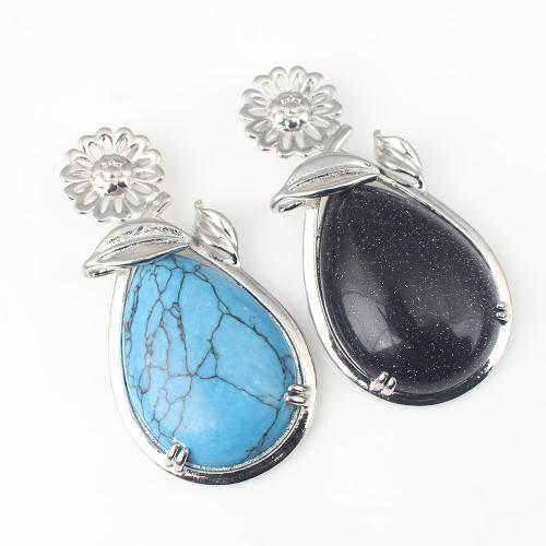 Gemstone Zinc Alloy Pendants, with Gemstone, plated, DIY 