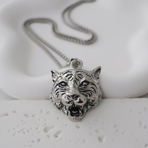 Pendentifs animaux en alliage de zinc, tigre, Placage, DIY, argent Vendu par PC