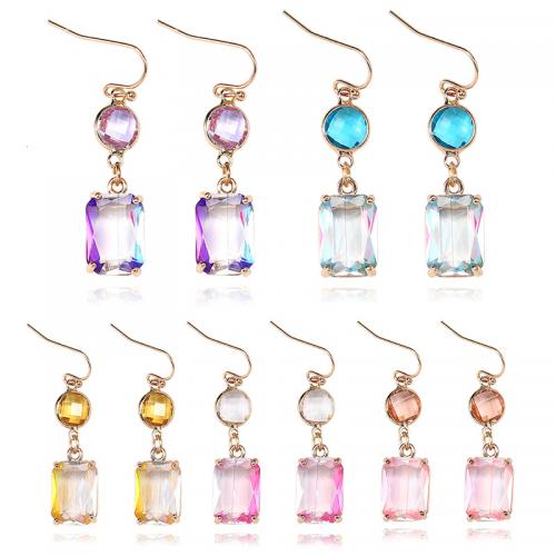 Pendientes Gota de Cristal, aleación de zinc, con Cristal & metal, Joyería & gradiente de color & para mujer, más colores para la opción, 41x10mm, Vendido por Par