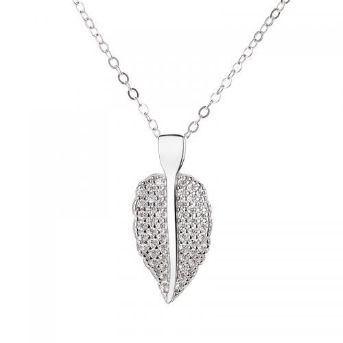 Zircon cubique Micro Pave collier en argent sterling, argent sterling 925, avec 5CM chaînes de rallonge, Placage, pavé de micro zircon & pour femme, couleur platine Environ 40 cm, Vendu par PC