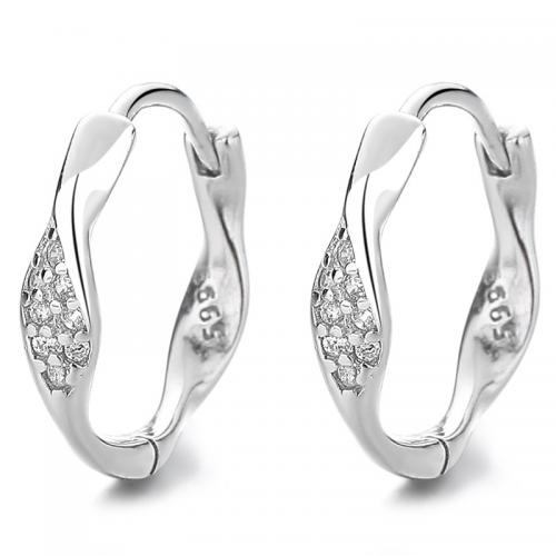 Silver Earring Zircon pavent Sterling, argent sterling 925, Placage, pavé de micro zircon & pour femme, couleur platine Vendu par paire